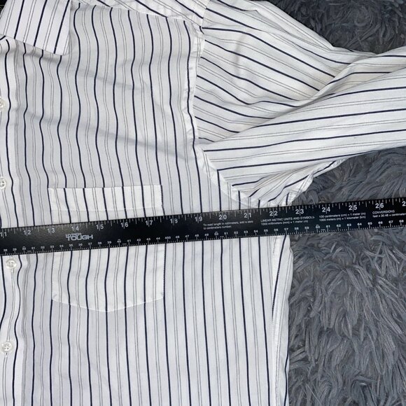 Donald Trump Sig Collection 15.5 34/35 White W/Blk Stripped Shirt French Cuff - Picture 4 of 8